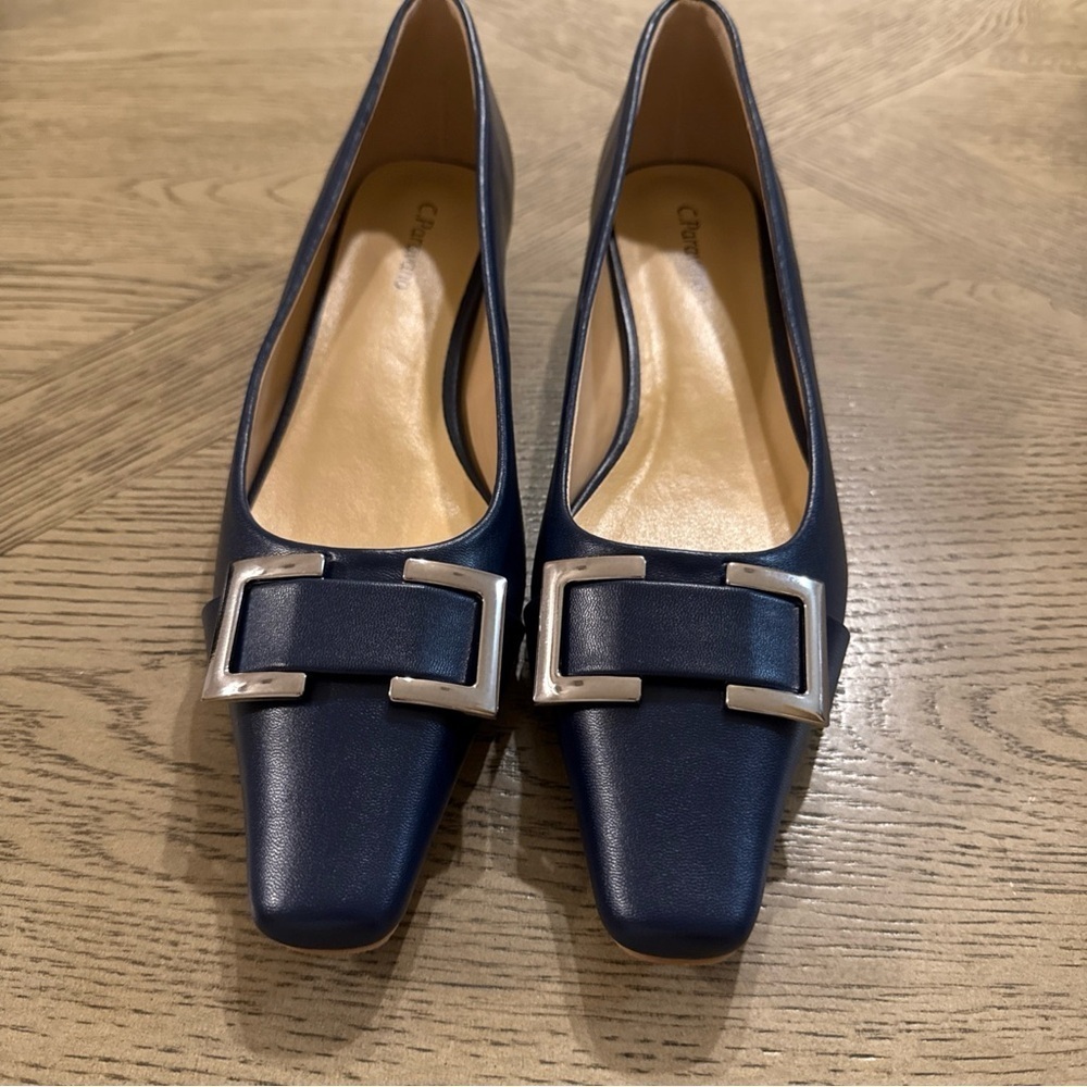 C.Paravano closed toe low block chunky heel, square toe Heels Size 41 Us 10.5 - Picture 2 of 4
